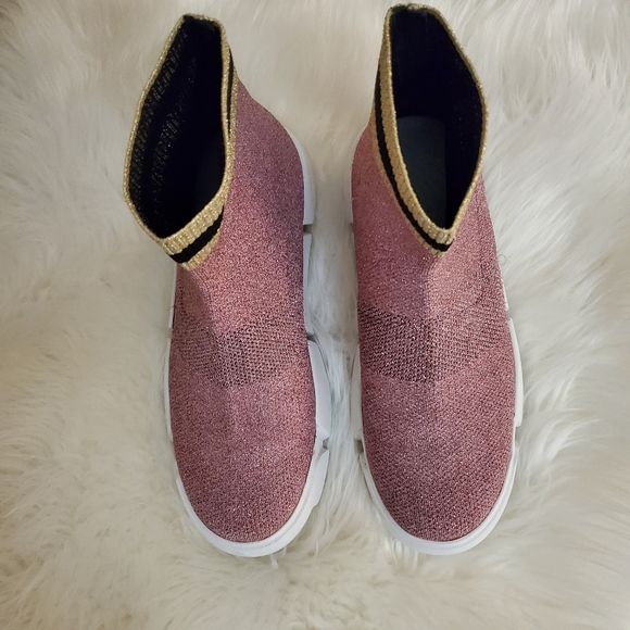 ELENA IACHI Italy Metallic Pink Elastic Sock Style Ankle Boots EU 38/ US 71/2 - Picture 5 of 10